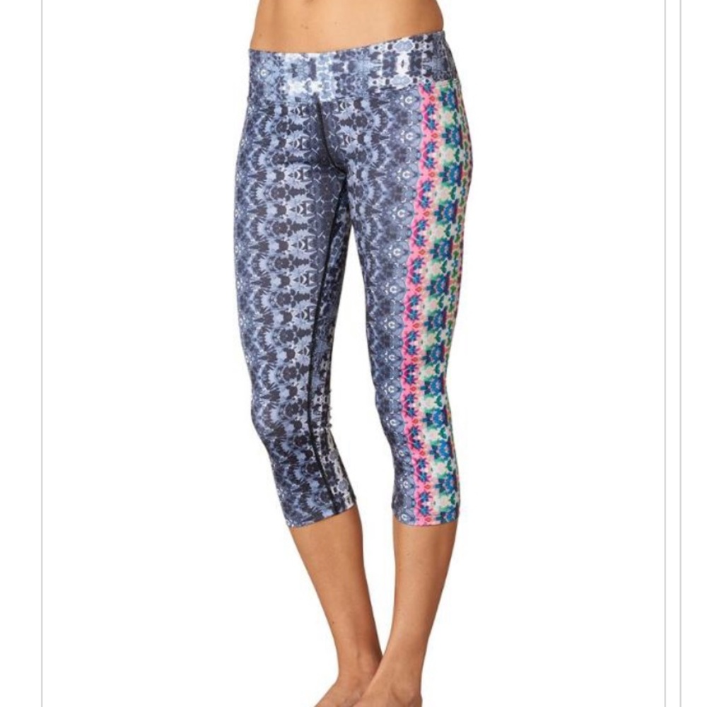 Prana Gray Purple Roxane Geometric Pattern Crop L… - image 1